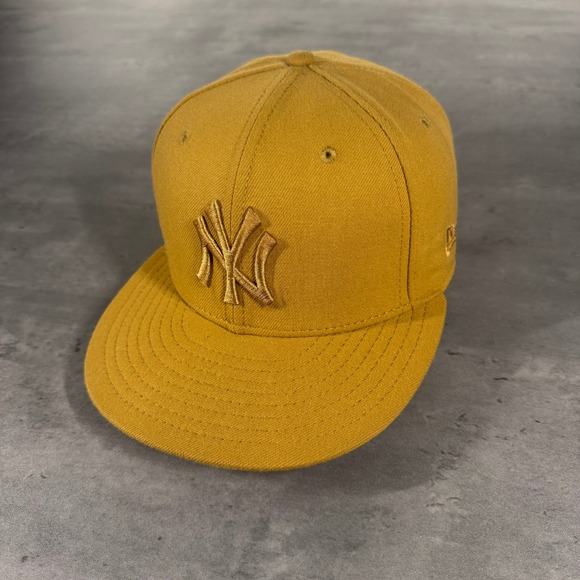 Vintage New York Yankees Hat New Era Cap 7 Brown Tan USA Wool‎ Blend Timberlands